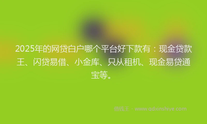 2025年的网贷白户哪个平台好下款有：现金贷款王、闪贷易借、小金库、只从租机、现金易贷通宝等。