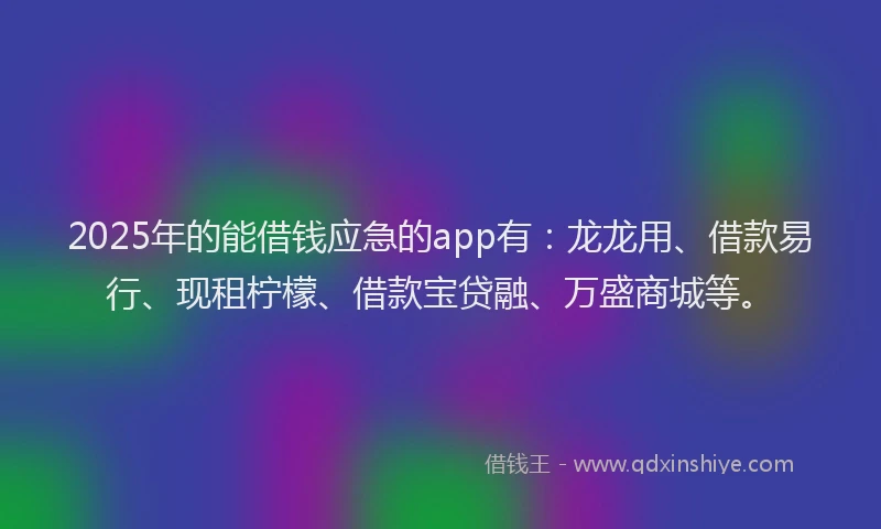 2025年的能借钱应急的app有：龙龙用、借款易行、现租柠檬、借款宝贷融、万盛商城等。