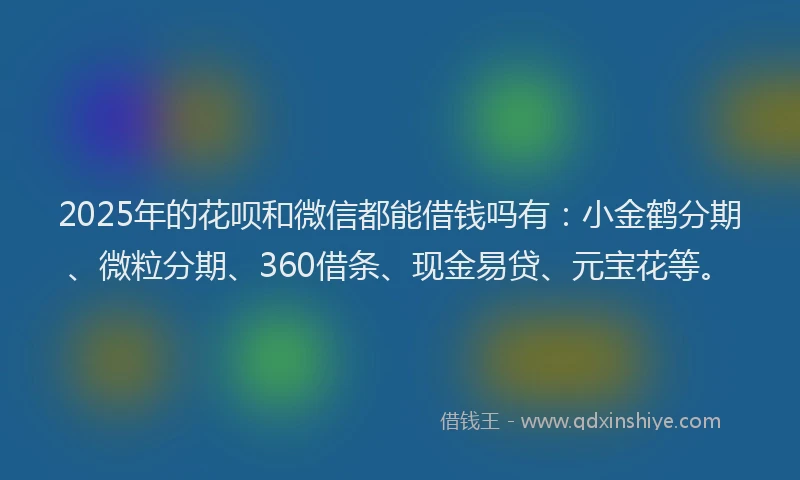 2025年的花呗和微信都能借钱吗有：小金鹤分期、微粒分期、360借条、现金易贷、元宝花等。