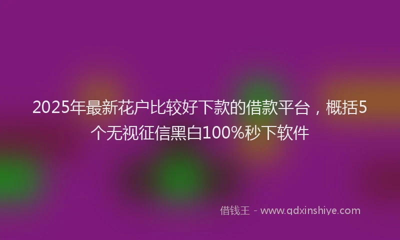 2025年最新花户比较好下款的借款平台，概括5个无视征信黑白100%秒下软件