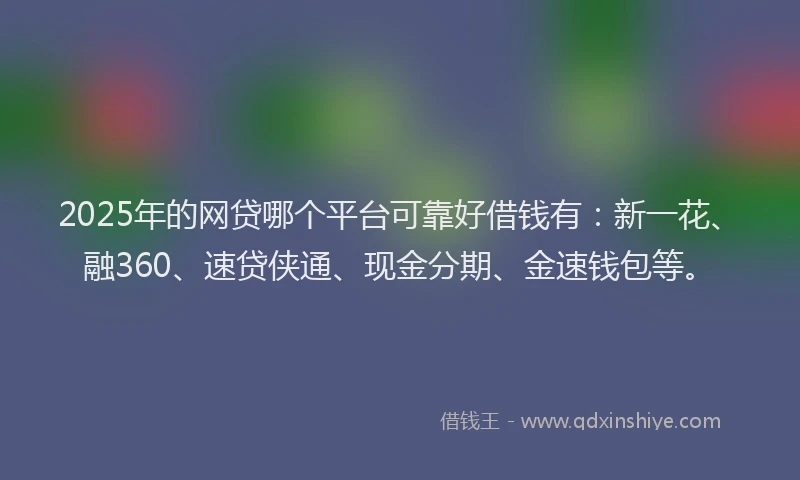 2025年的网贷哪个平台可靠好借钱有：新一花、融360、速贷侠通、现金分期、金速钱包等。