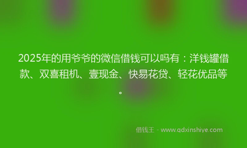 2025年的用爷爷的微信借钱可以吗有：洋钱罐借款、双喜租机、壹现金、快易花贷、轻花优品等。