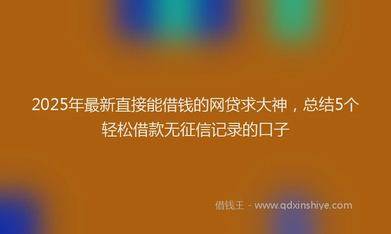 2025年最新直接能借钱的网贷求大神，总结5个轻松借款无征信记录的口子