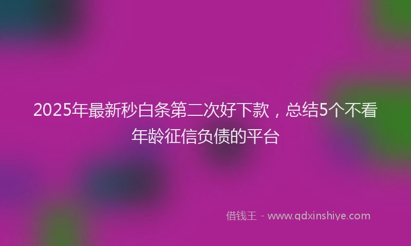 2025年最新秒白条第二次好下款，总结5个不看年龄征信负债的平台