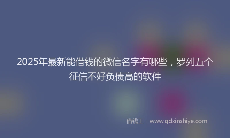 2025年最新能借钱的微信名字有哪些，罗列五个征信不好负债高的软件