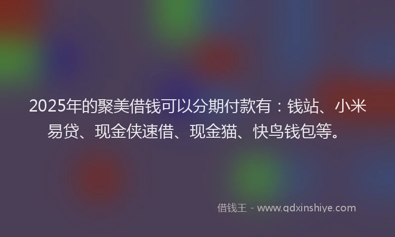 2025年的聚美借钱可以分期付款有：钱站、小米易贷、现金侠速借、现金猫、快鸟钱包等。