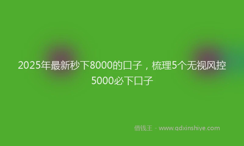 2025年最新秒下8000的口子，梳理5个无视风控5000必下口子