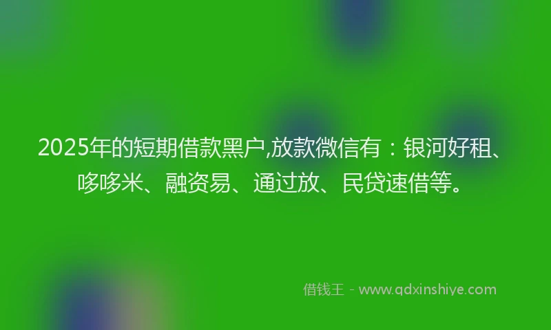 2025年的短期借款黑户,放款微信有：银河好租、哆哆米、融资易、通过放、民贷速借等。