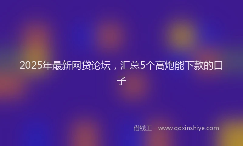 2025年最新网贷论坛，汇总5个高炮能下款的口子