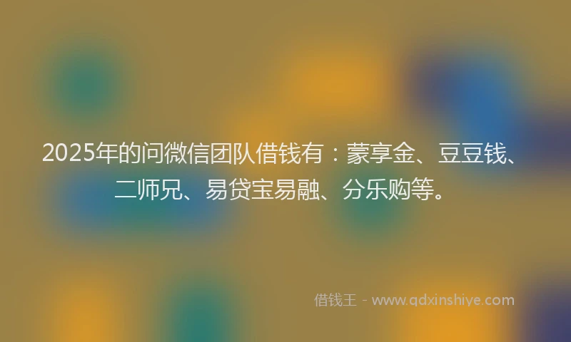 2025年的问微信团队借钱有：蒙享金、豆豆钱、二师兄、易贷宝易融、分乐购等。