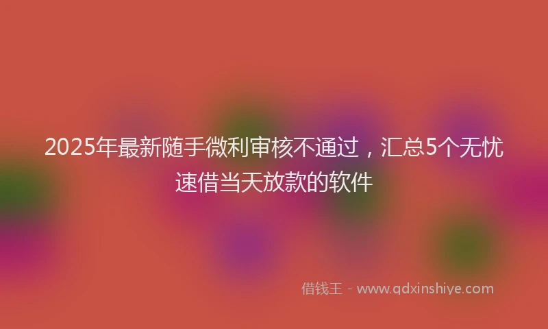 2025年最新随手微利审核不通过，汇总5个无忧速借当天放款的软件
