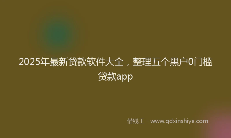 2025年最新贷款软件大全，整理五个黑户0门槛贷款app