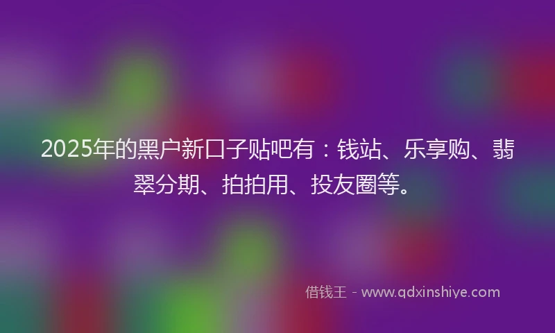 2025年的黑户新口子贴吧有：钱站、乐享购、翡翠分期、拍拍用、投友圈等。