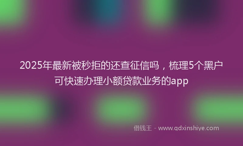 2025年最新被秒拒的还查征信吗，梳理5个黑户可快速办理小额贷款业务的app