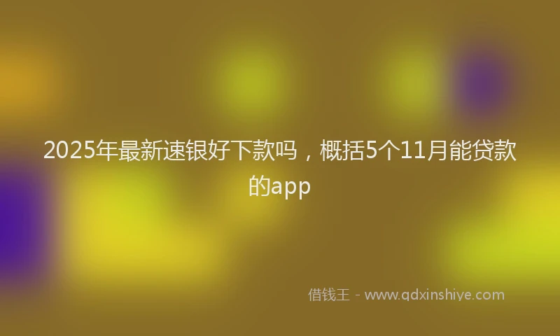 2025年最新速银好下款吗，概括5个11月能贷款的app