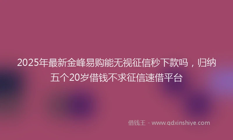 2025年最新金峰易购能无视征信秒下款吗，归纳五个20岁借钱不求征信速借平台