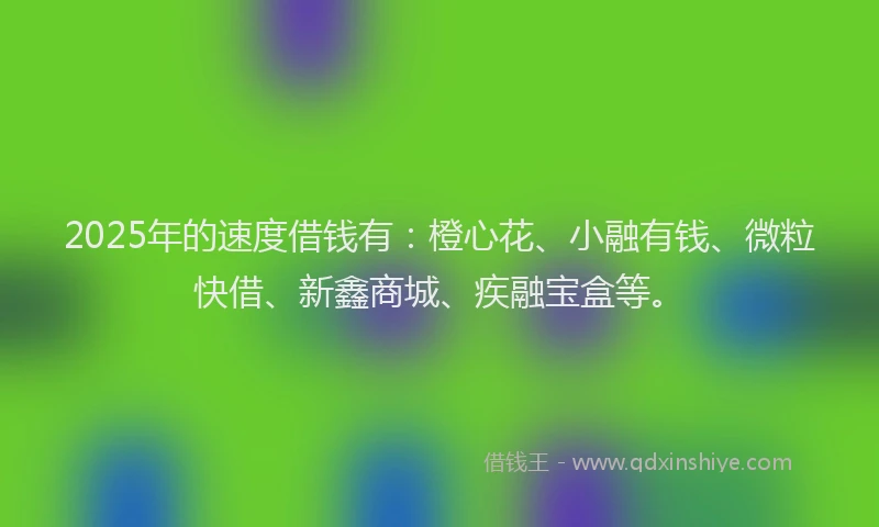 2025年的速度借钱有：橙心花、小融有钱、微粒快借、新鑫商城、疾融宝盒等。