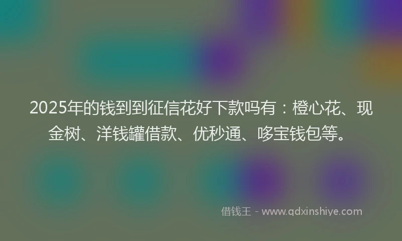 2025年的钱到到征信花好下款吗有：橙心花、现金树、洋钱罐借款、优秒通、哆宝钱包等。