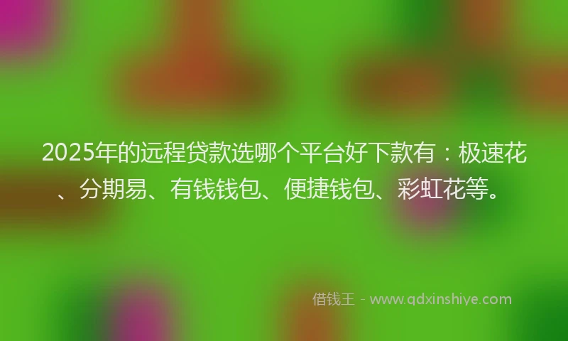 2025年的远程贷款选哪个平台好下款有：极速花、分期易、有钱钱包、便捷钱包、彩虹花等。