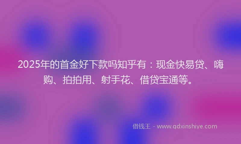 2025年的首金好下款吗知乎有：现金快易贷、嗨购、拍拍用、射手花、借贷宝通等。