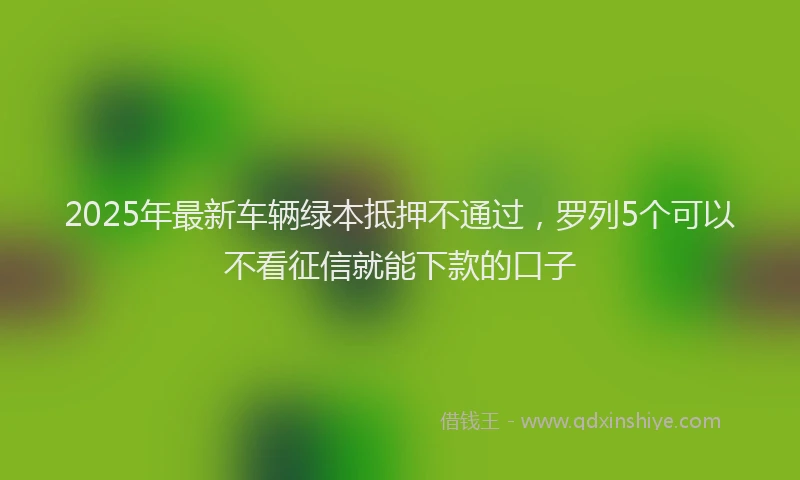 2025年最新车辆绿本抵押不通过，罗列5个可以不看征信就能下款的口子