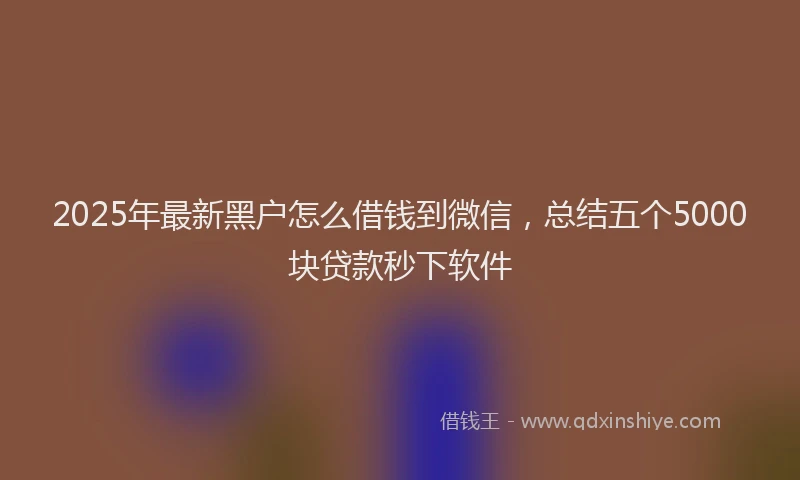 2025年最新黑户怎么借钱到微信，总结五个5000块贷款秒下软件