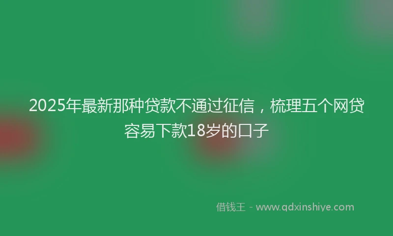 2025年最新那种贷款不通过征信，梳理五个网贷容易下款18岁的口子