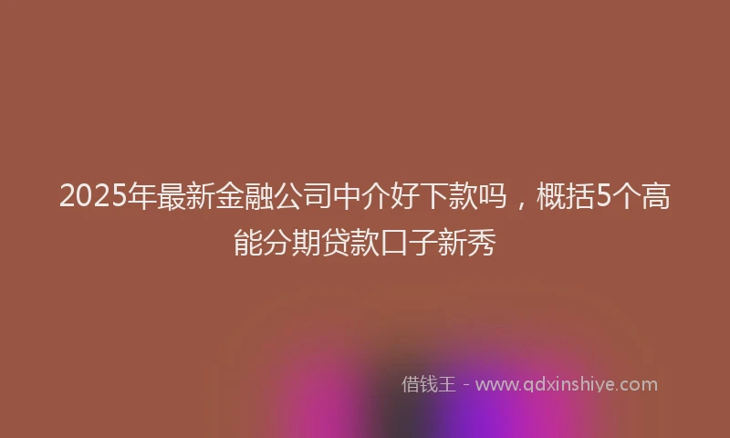 2025年最新金融公司中介好下款吗，概括5个高能分期贷款口子新秀