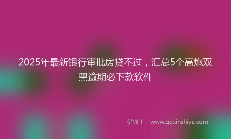 2025年最新银行审批房贷不过，汇总5个高炮双黑逾期必下款软件