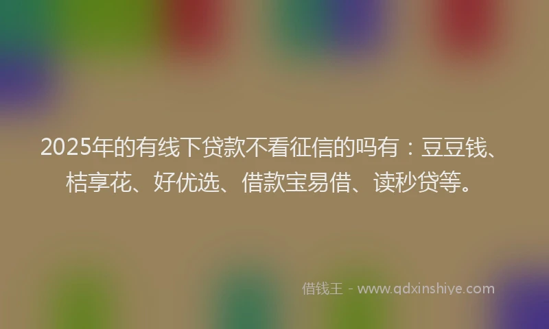 2025年的有线下贷款不看征信的吗有：豆豆钱、桔享花、好优选、借款宝易借、读秒贷等。