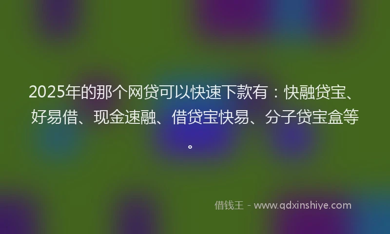 2025年的那个网贷可以快速下款有：快融贷宝、好易借、现金速融、借贷宝快易、分子贷宝盒等。