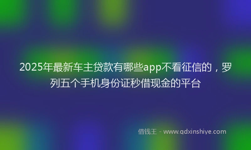 2025年最新车主贷款有哪些app不看征信的，罗列五个手机身份证秒借现金的平台