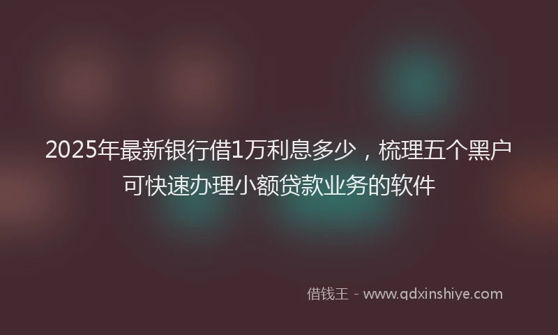 2025年最新银行借1万利息多少，梳理五个黑户可快速办理小额贷款业务的软件