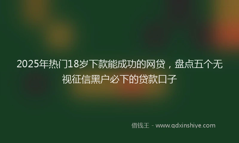 2025年热门18岁下款能成功的网贷，盘点五个无视征信黑户必下的贷款口子