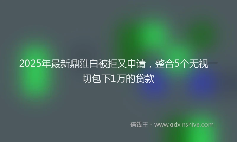 2025年最新鼎雅白被拒又申请，整合5个无视一切包下1万的贷款