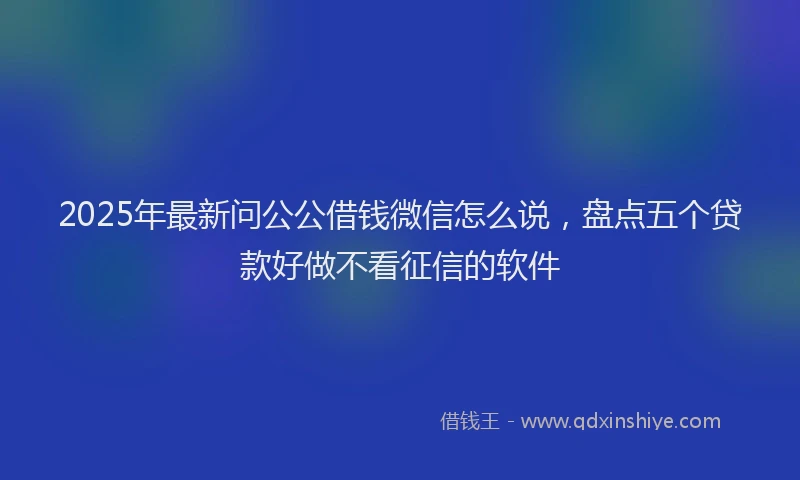 2025年最新问公公借钱微信怎么说，盘点五个贷款好做不看征信的软件