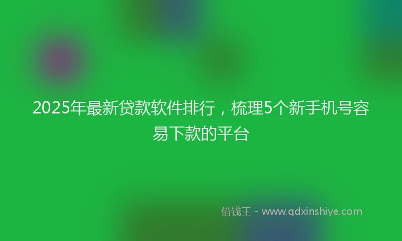 2025年最新贷款软件排行，梳理5个新手机号容易下款的平台
