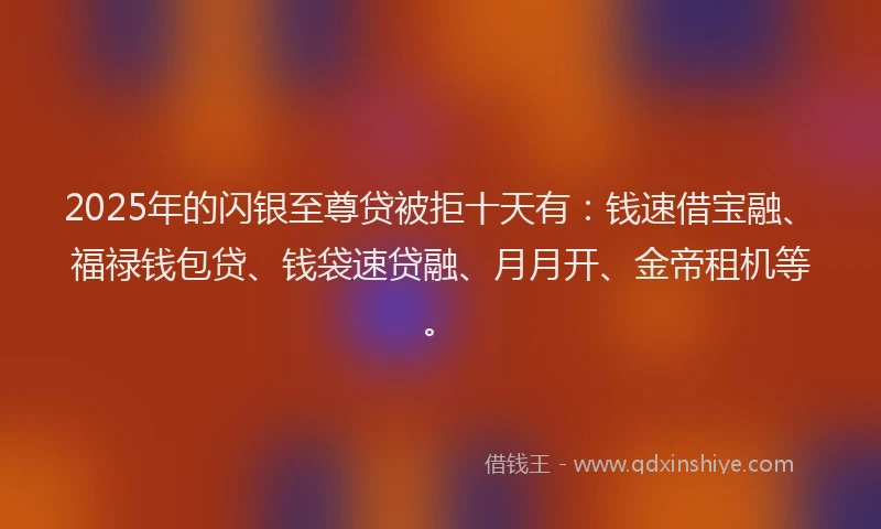 2025年的闪银至尊贷被拒十天有：钱速借宝融、福禄钱包贷、钱袋速贷融、月月开、金帝租机等。