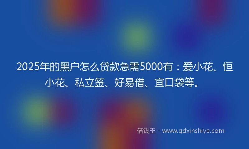 2025年的黑户怎么贷款急需5000有：爱小花、恒小花、私立签、好易借、宜口袋等。
