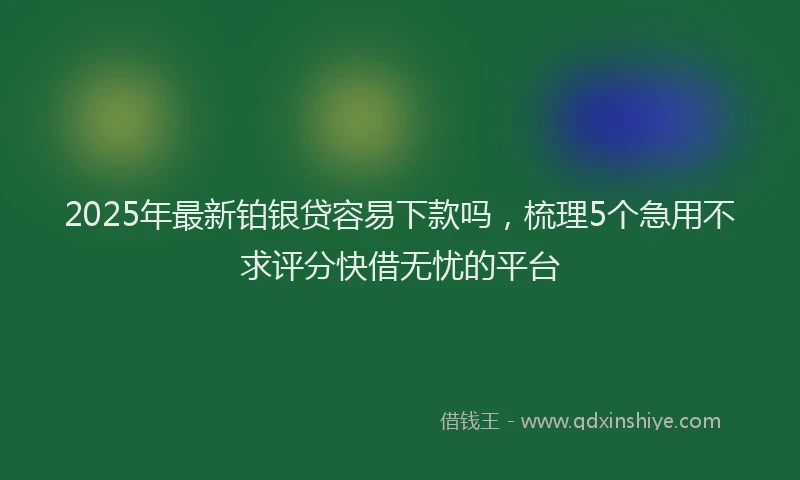 2025年最新铂银贷容易下款吗，梳理5个急用不求评分快借无忧的平台