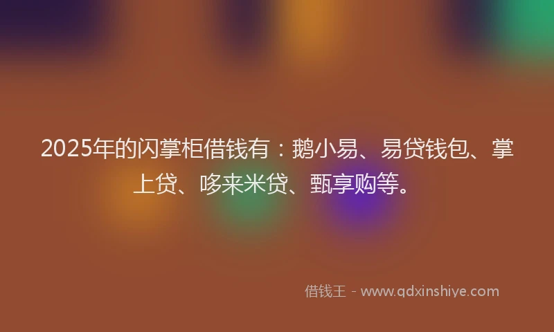 2025年的闪掌柜借钱有：鹅小易、易贷钱包、掌上贷、哆来米贷、甄享购等。
