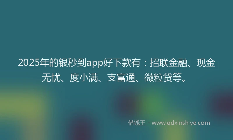2025年的银秒到app好下款有：招联金融、现金无忧、度小满、支富通、微粒贷等。