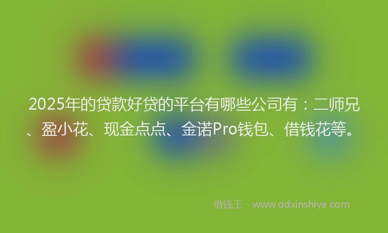 2025年的贷款好贷的平台有哪些公司有：二师兄、盈小花、现金点点、金诺Pro钱包、借钱花等。