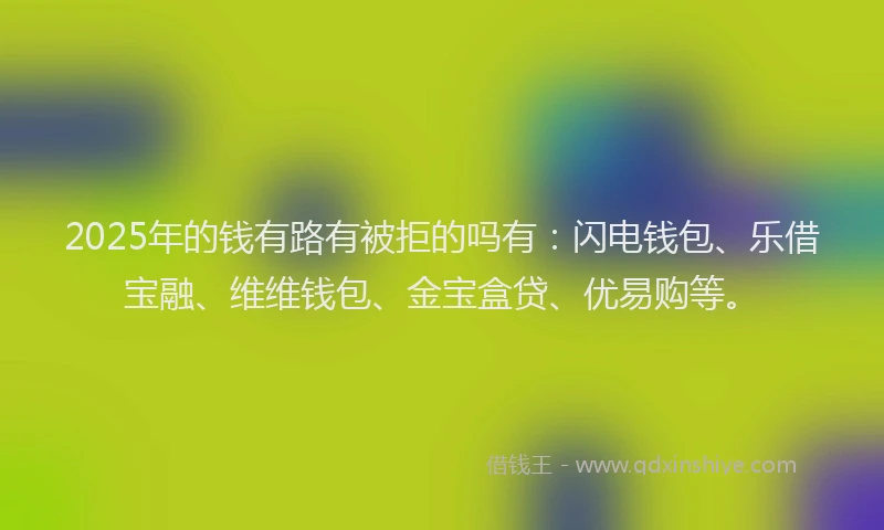 2025年的钱有路有被拒的吗有：闪电钱包、乐借宝融、维维钱包、金宝盒贷、优易购等。