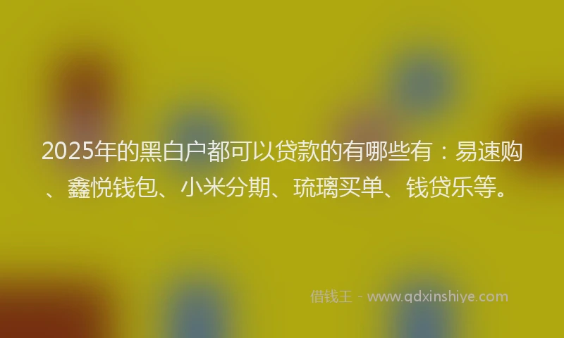 2025年的黑白户都可以贷款的有哪些有：易速购、鑫悦钱包、小米分期、琉璃买单、钱贷乐等。