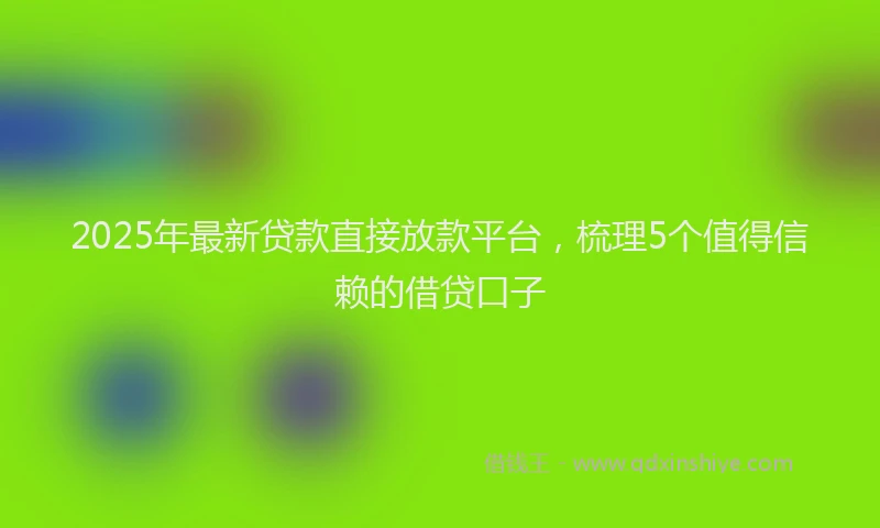 2025年最新贷款直接放款平台，梳理5个值得信赖的借贷口子
