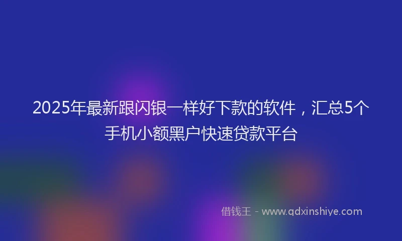 2025年最新跟闪银一样好下款的软件，汇总5个手机小额黑户快速贷款平台