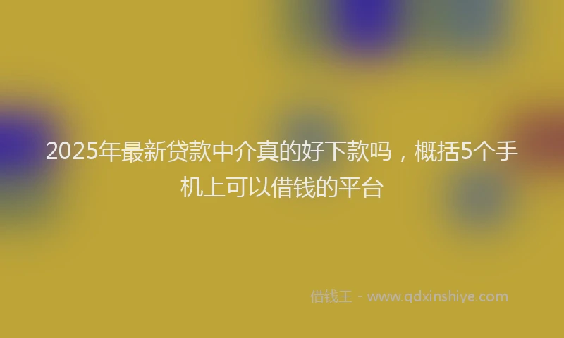 2025年最新贷款中介真的好下款吗，概括5个手机上可以借钱的平台