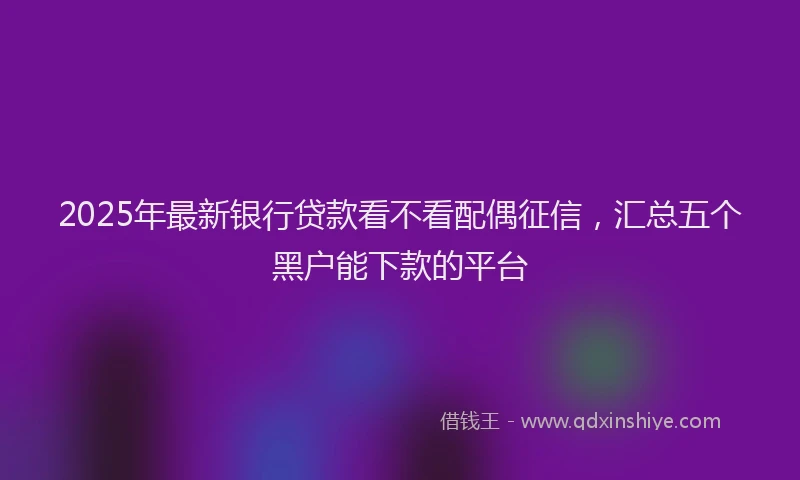2025年最新银行贷款看不看配偶征信，汇总五个黑户能下款的平台