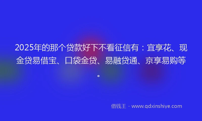 2025年的那个贷款好下不看征信有：宜享花、现金贷易借宝、口袋金贷、易融贷通、京享易购等。